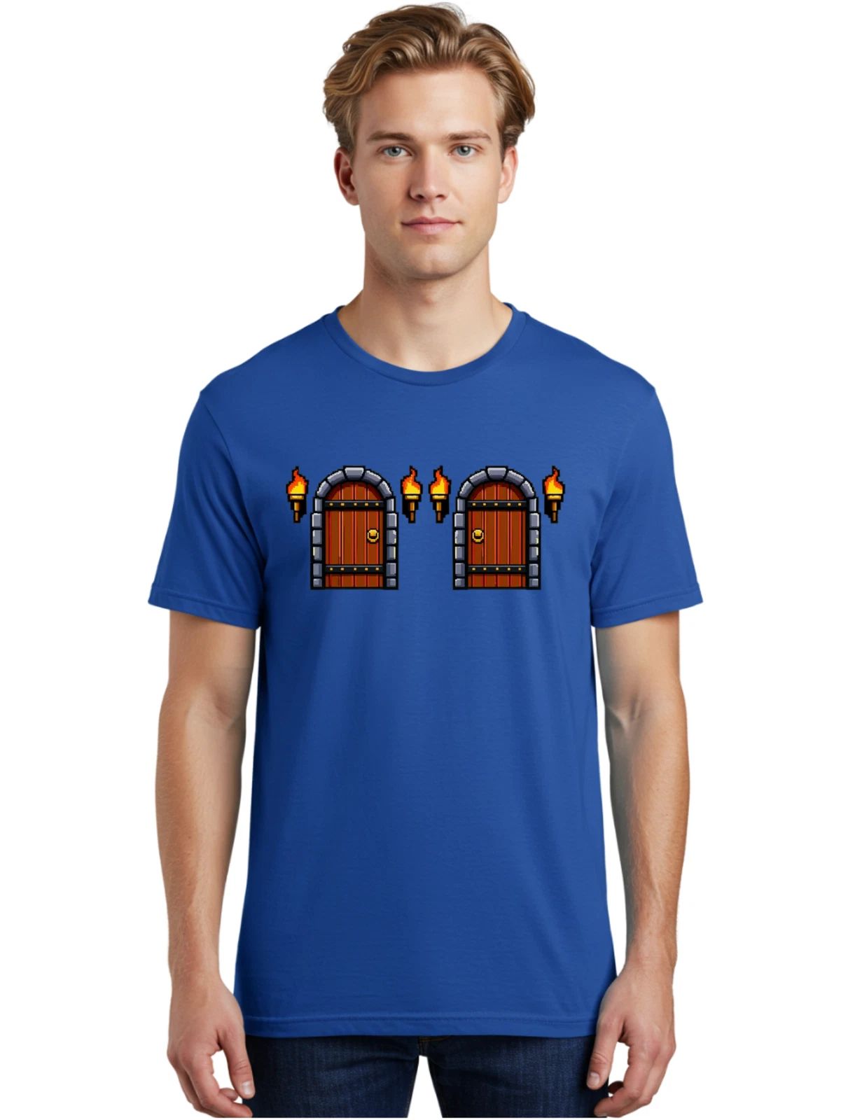 Dungeon-Doors Mens Graphic Tee, 100% Cotton, Casual Summer Wear