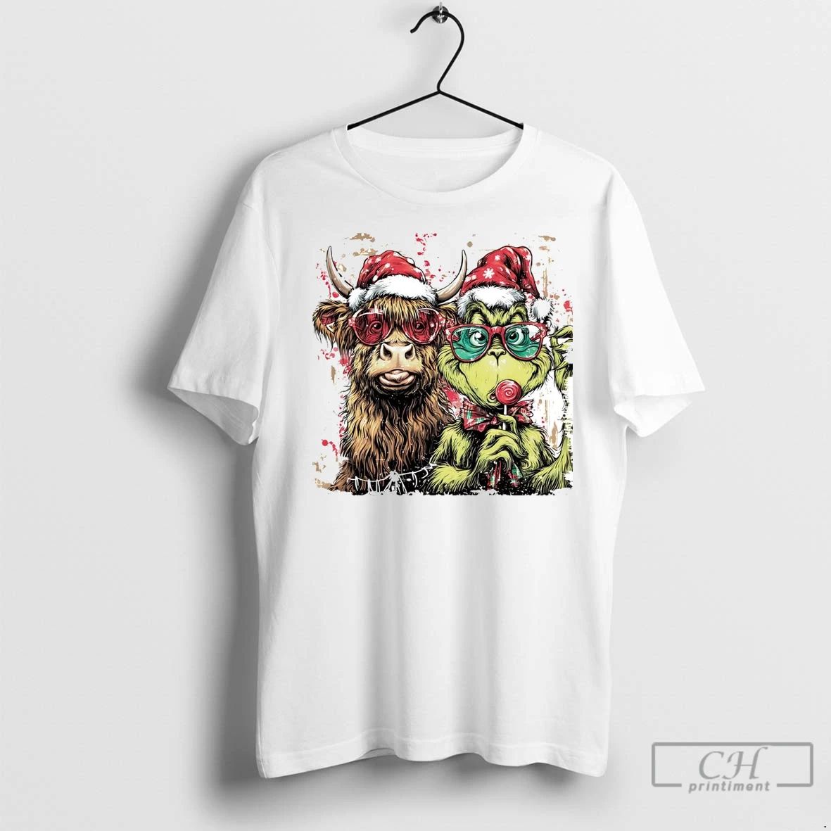 Premium Cow And Grinch Merry Christmas