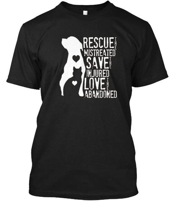 Rescue Save Love Animal Dog Lover Mistreated Injured T-Shirt Made in USA S-5XL