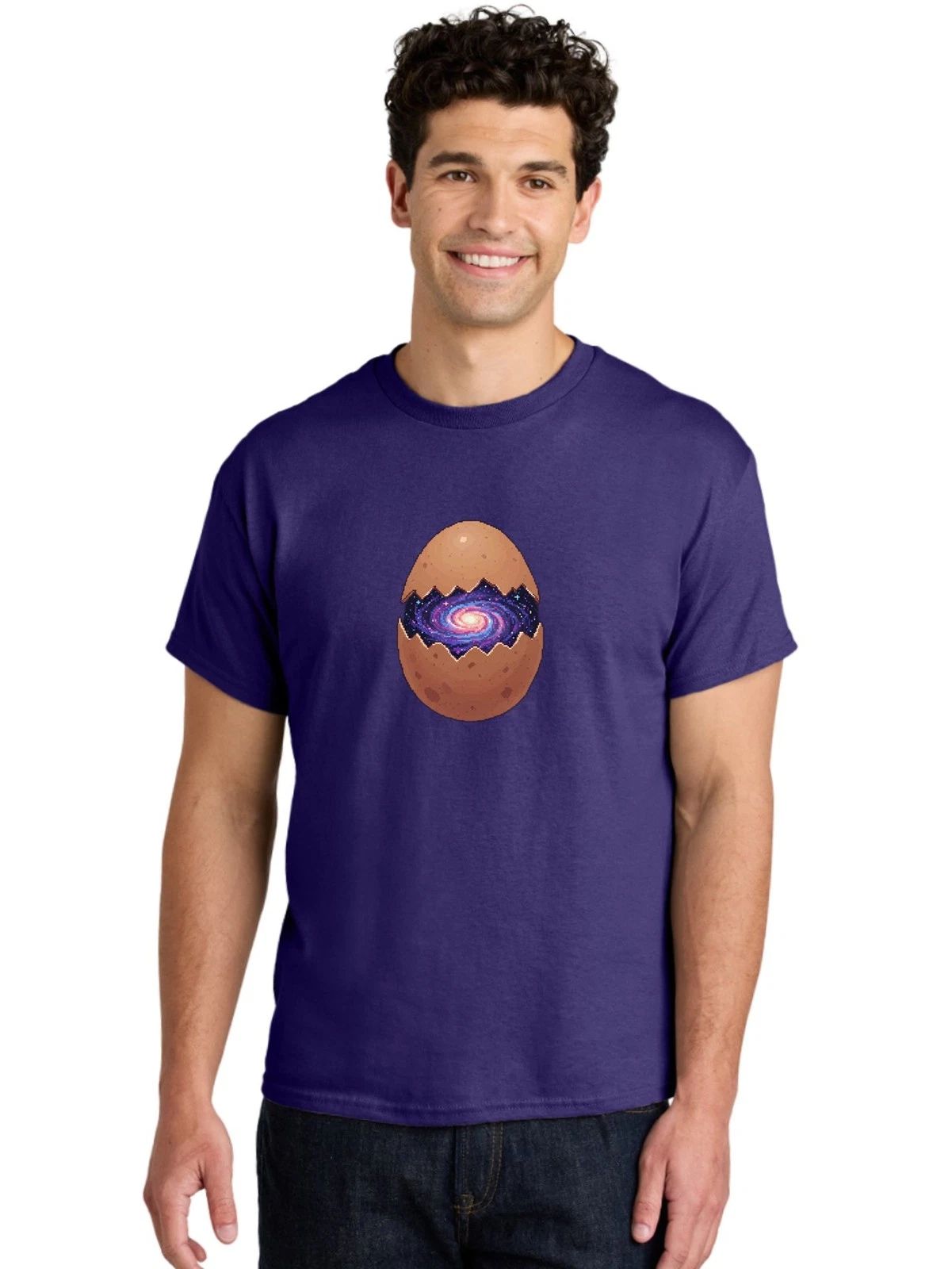 Galaxy-Egg-1 Mens Graphic Tee, 100% Cotton, Casual Summer Wear