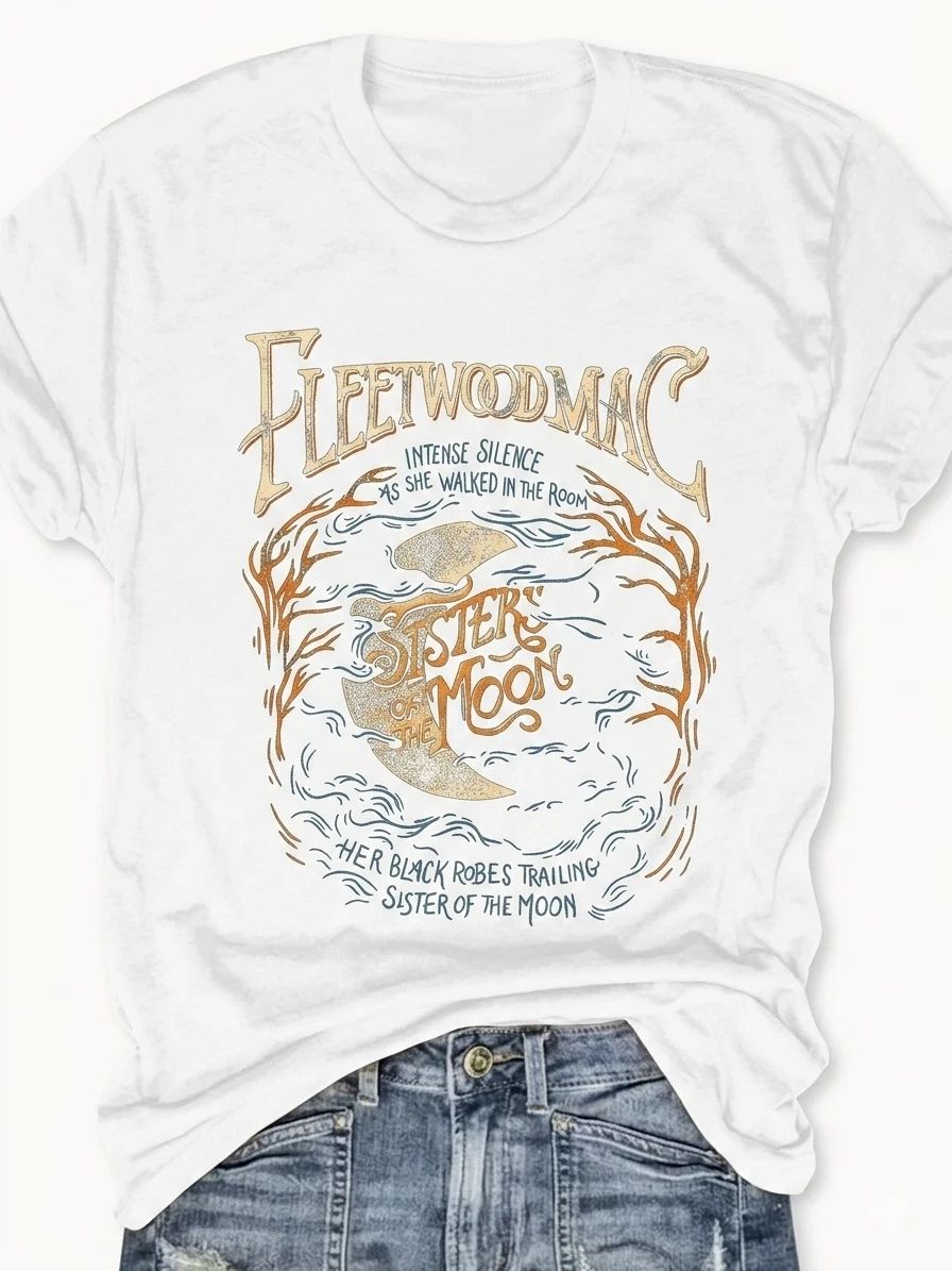 Aesthetic Moon Shirt Vintage Lunar Graphic Casual Streetwear Tee