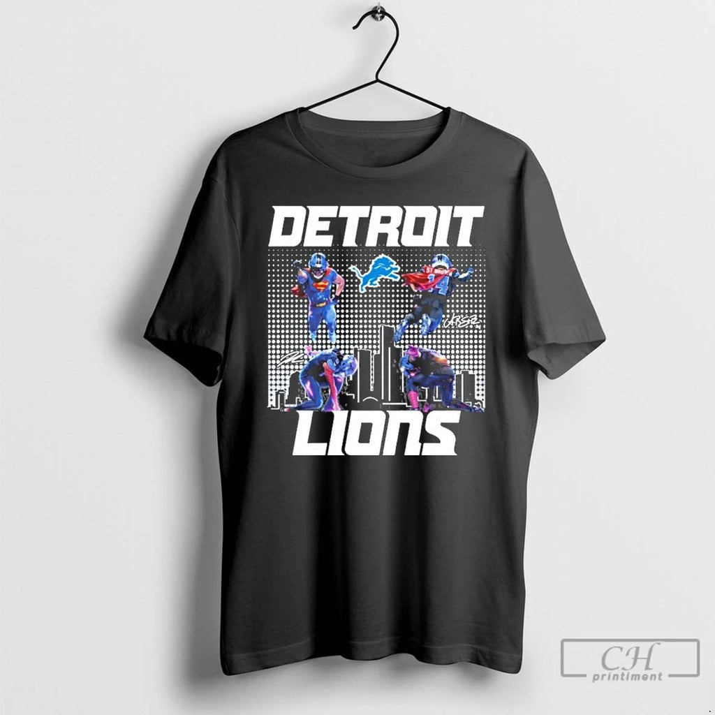 Classic Super Heroes Amon Ra St Brown And Jahmyr Gibbs Detroit Lions Grit T Shirts