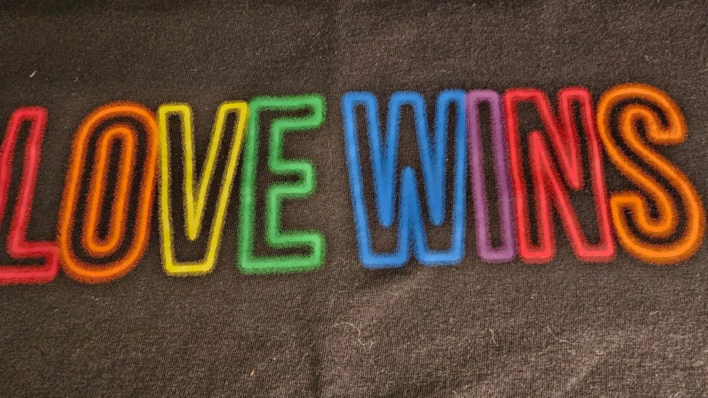 Modern Lux Black T-Shirt wit "LOVE WINS" Printed On Front, 100% Cotton size L