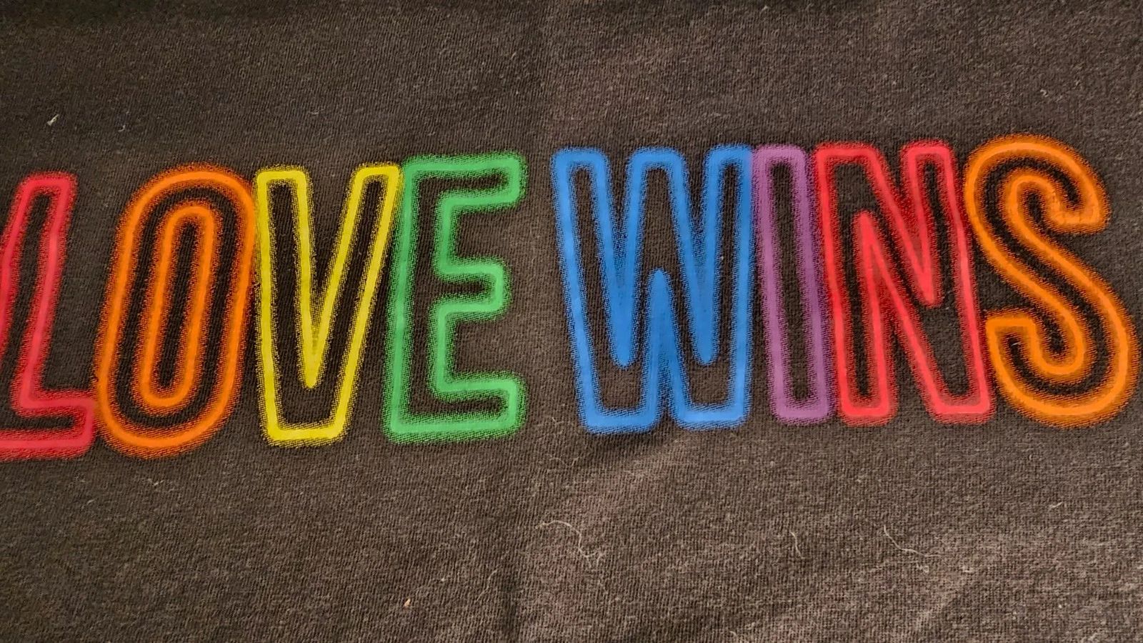 Modern Lux Black T-Shirt wit "LOVE WINS" Printed On Front, 100% Cotton size L