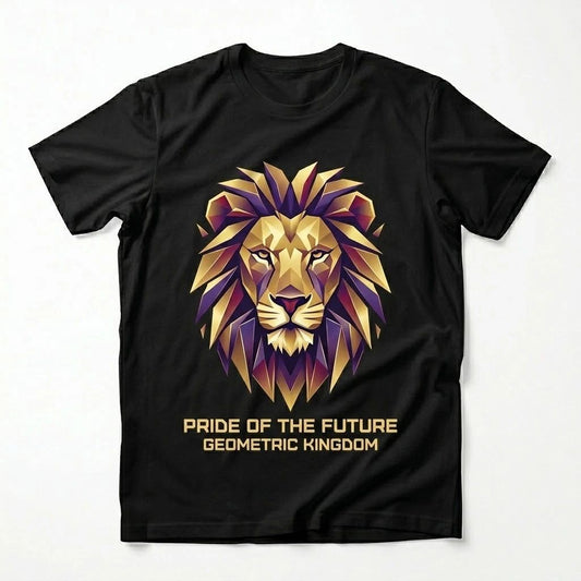 Geometric Lion Pride T-Shirt: Future Kingdom Graphic Tee