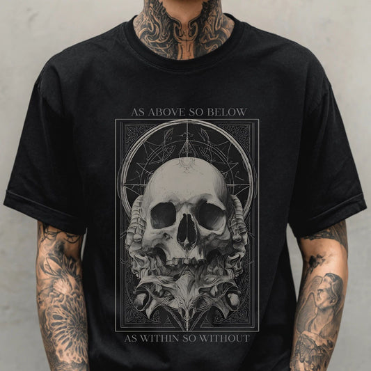 As Above So Below Graphic T-Shirt Punk Grunge Shirt Men's Alternative Goth Shirt