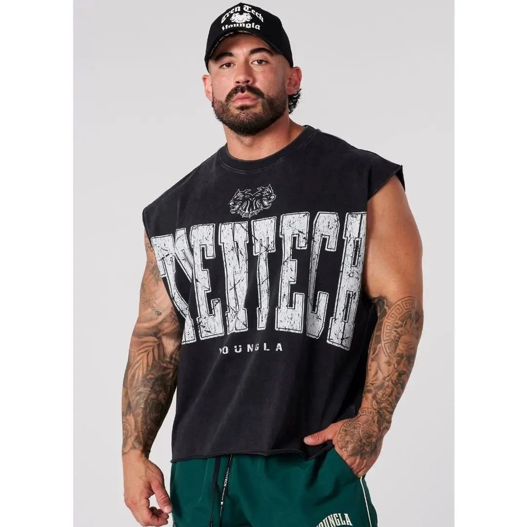 Men's Summer Oversized Cotton Tank Top Sleeveless T-Shirt Sport Gym Casual