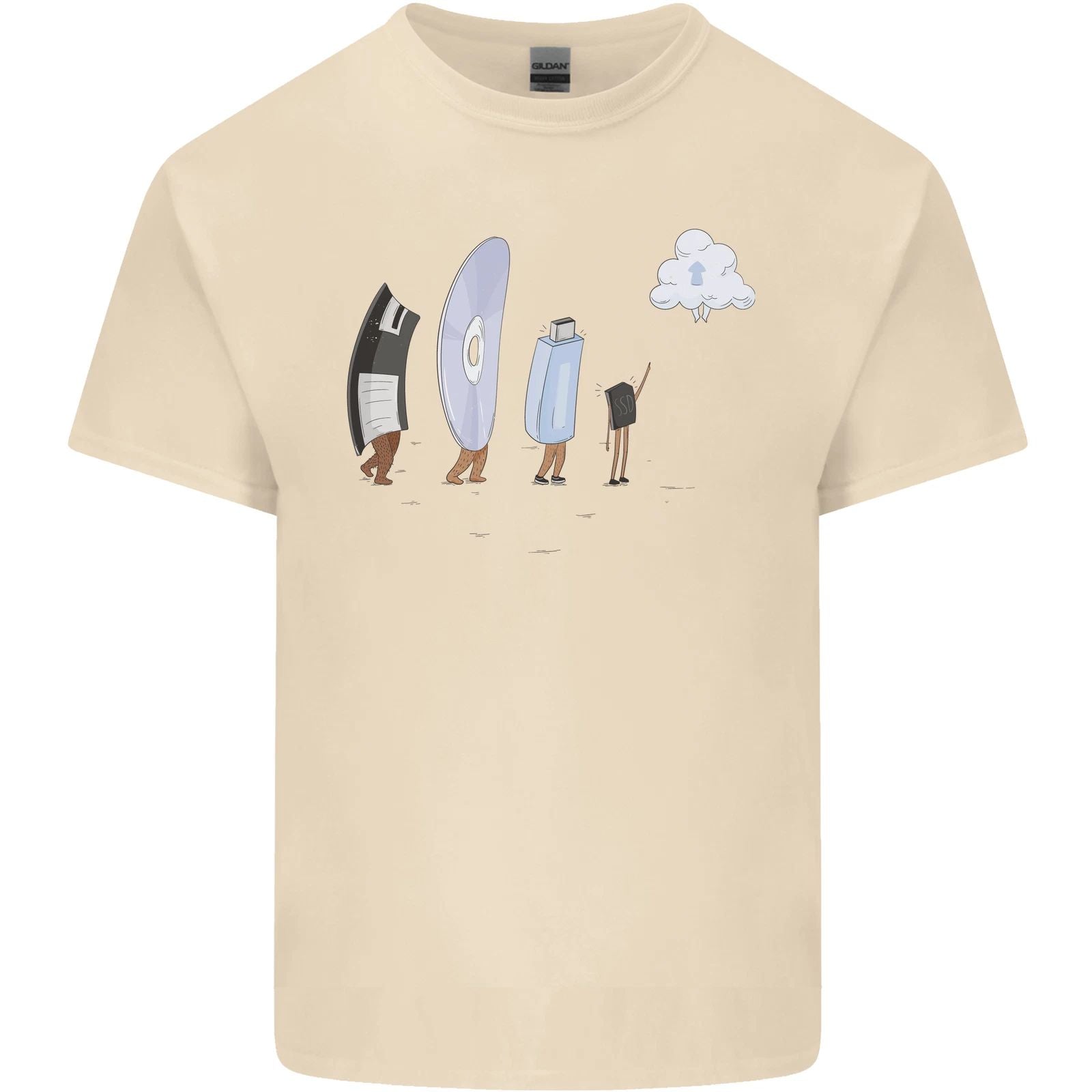 Retro Data Storage Funny Geek Nerd CD PC Mens Light Cotton T-Shirt