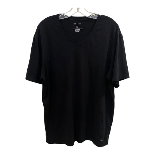 Ted Baker Black T Shirt Mens Large V Neck Short Sleeve Cotton Stretch Logo