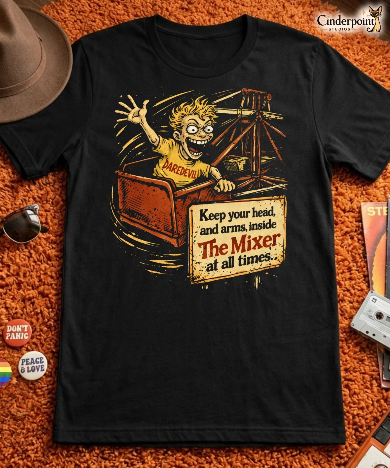 Bill Jr Rides The Mixer T-Shirt Dark Humor Amusement Park Dead Milkmen Tee XS-5X