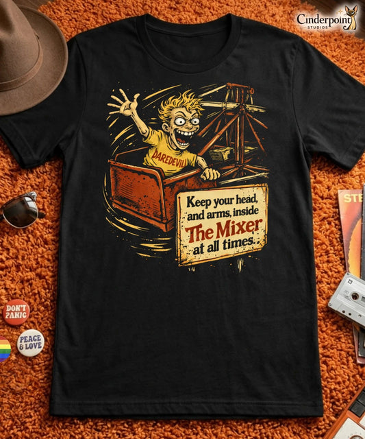 Bill Jr Rides The Mixer T-Shirt Dark Humor Amusement Park Dead Milkmen Tee XS-5X