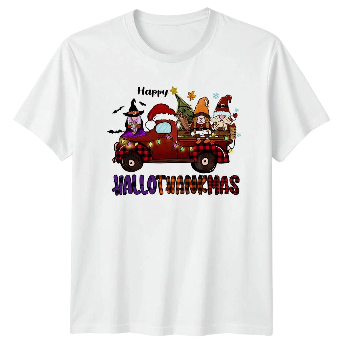 Happy Hallothanksmas T-Shirt Multi Holiday Christmas Gift For Him And Her