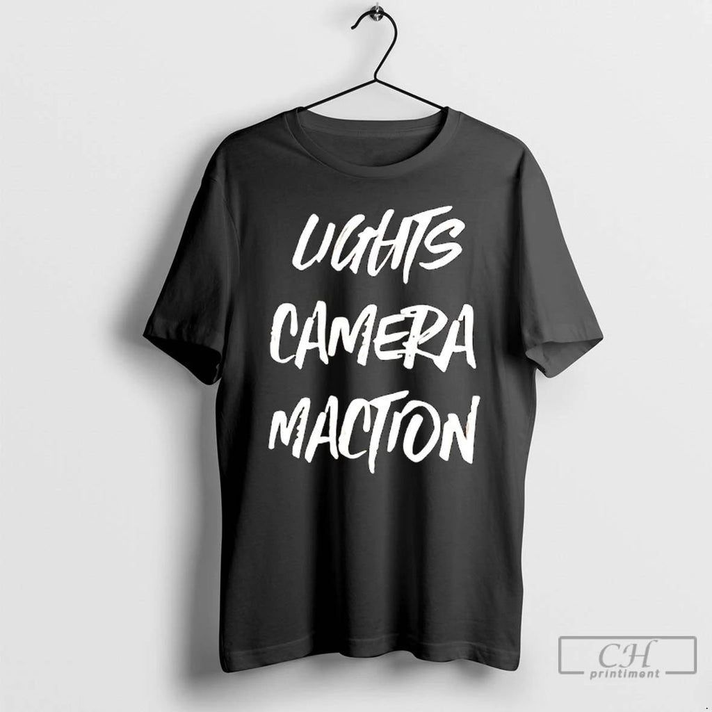 Premium Lights Camera Maction Capital Letters T Shirts