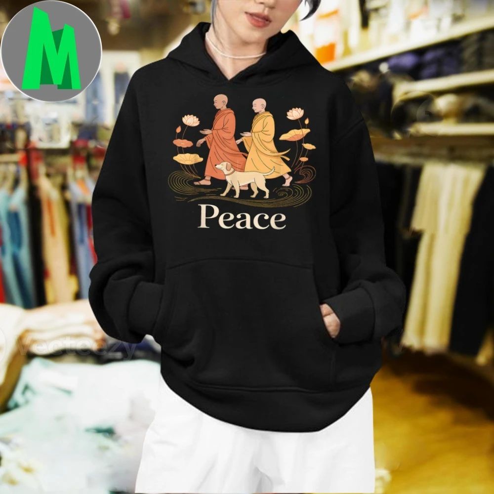 Peace Walking Monks Zen Calm Minimalist Art Shirts