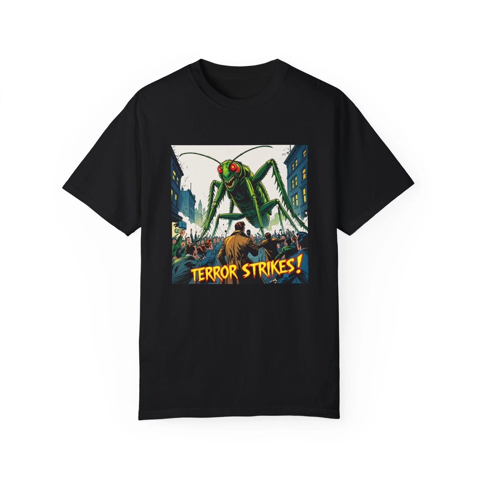 Giant Grasshopper Graphic T-Shirt, Funny Horror Tee, Sci-Fi Shirt, Unisex