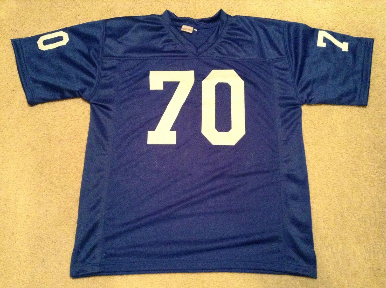Custom Sam Huff Blue Mesh Football Jersey