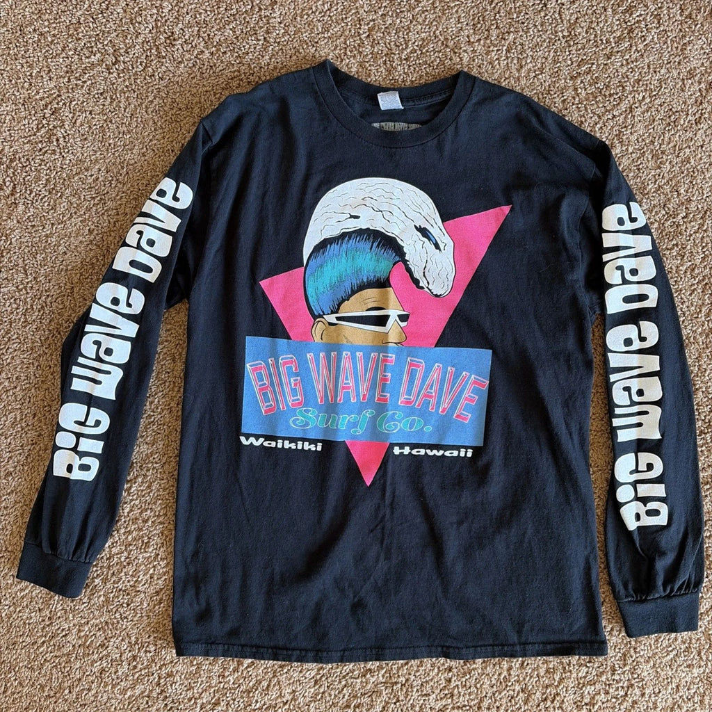 Big Wave Dave Surf Co Hawaii Graphic Long Sleeved Tee Tshirt Adult Mens Large