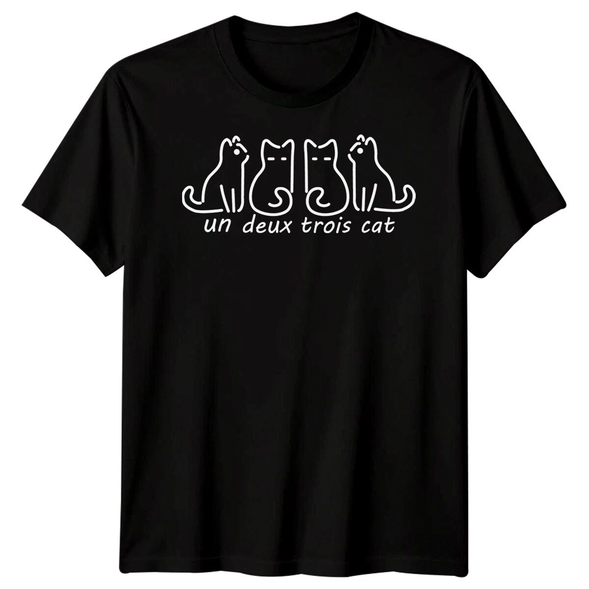 Un Deux Trois Cat Animals Mens Graphic Tee Womens T-Shirt Cat Lovers