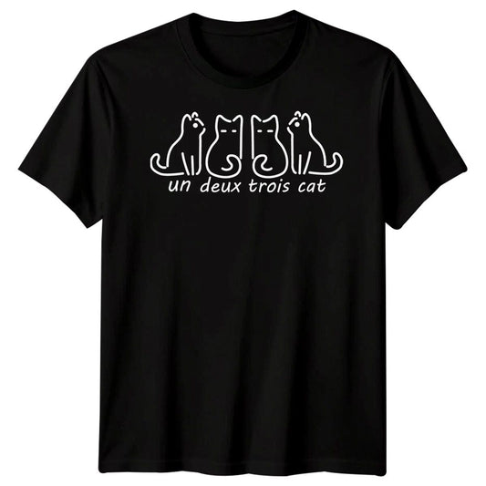 Un Deux Trois Cat Animals Mens Graphic Tee Womens T-Shirt Cat Lovers
