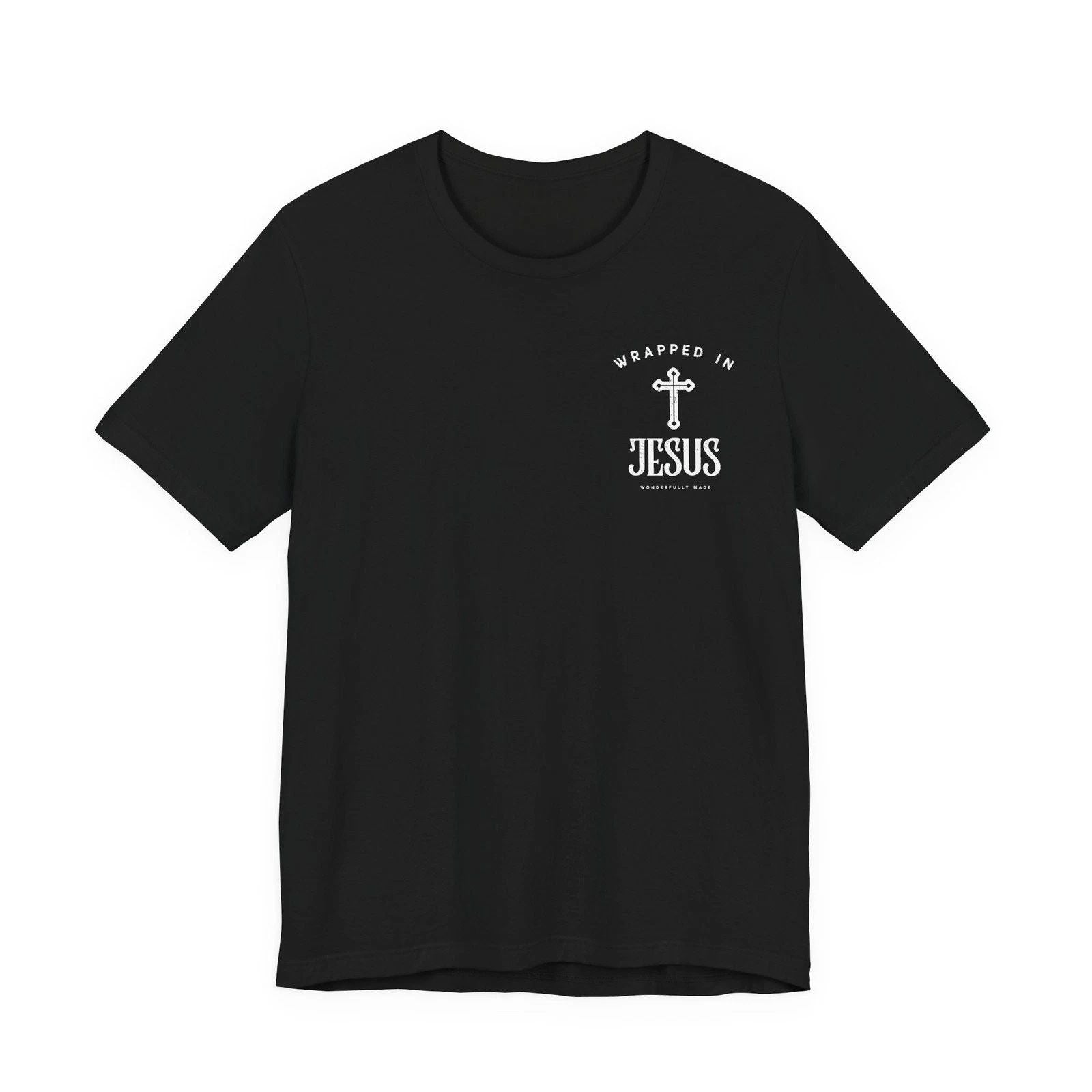 Wrapped in Jesus T‑Shirt — 'Wrapped in Jesus' Heart with Rays Graphic Tee.