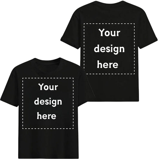 Custom T-Shirt Personalized Upload Your Photo Text Logo Front & Back 100% Cotton