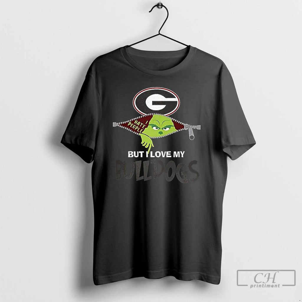 Classic Grinch Zipper I Hate People But I Love My Georgia Bulldogs Football Christmas