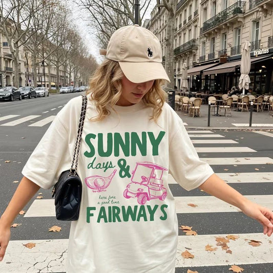 Sunny Days and Fairways T-Shirt, Golf Shirt, Golf Lover Gift, Summer Graphic Tee