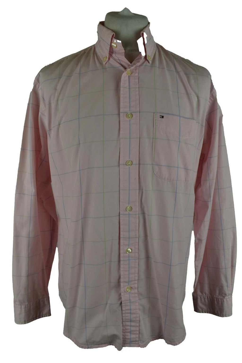 TOMMY HIFLIGER Pink Long Sleeve Shirt size M Mens Checked Outdoors Outerwear