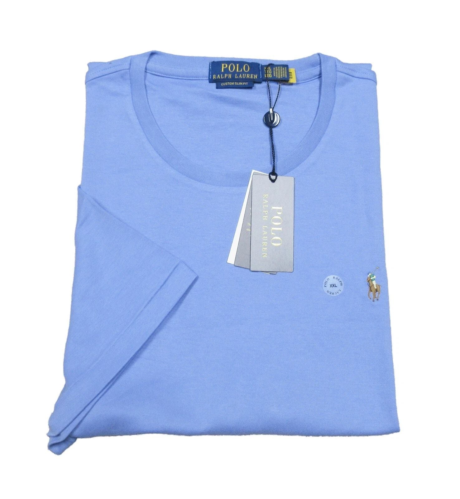 Polo Ralph Lauren Blue Interlock Custom Slim Fit Crew-Neck Short Sleeve T-Shirt