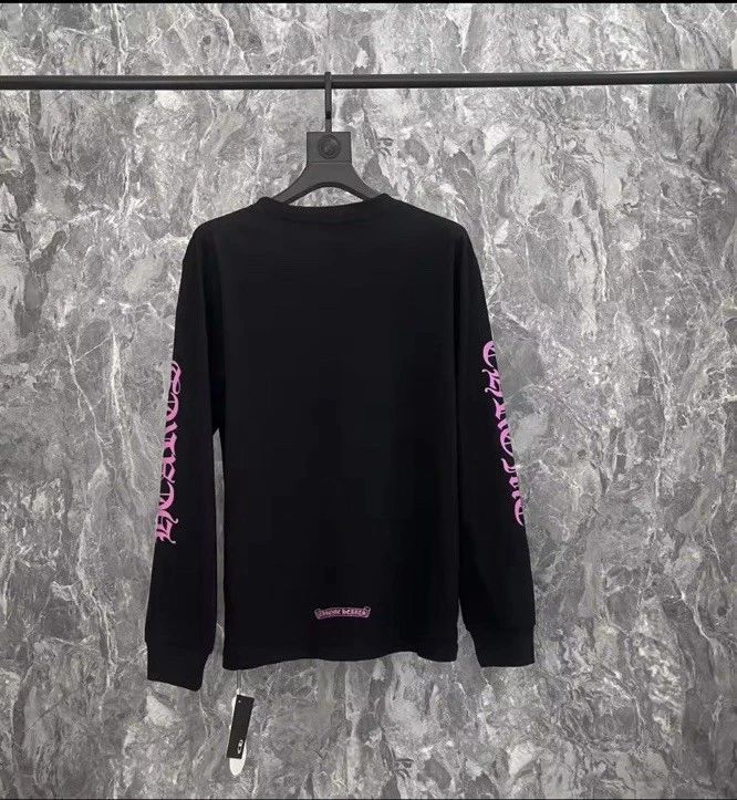 Chrome Hearts Black Cotton Long Sleeve T-Shirt Crew Neck Logo Men's Size M