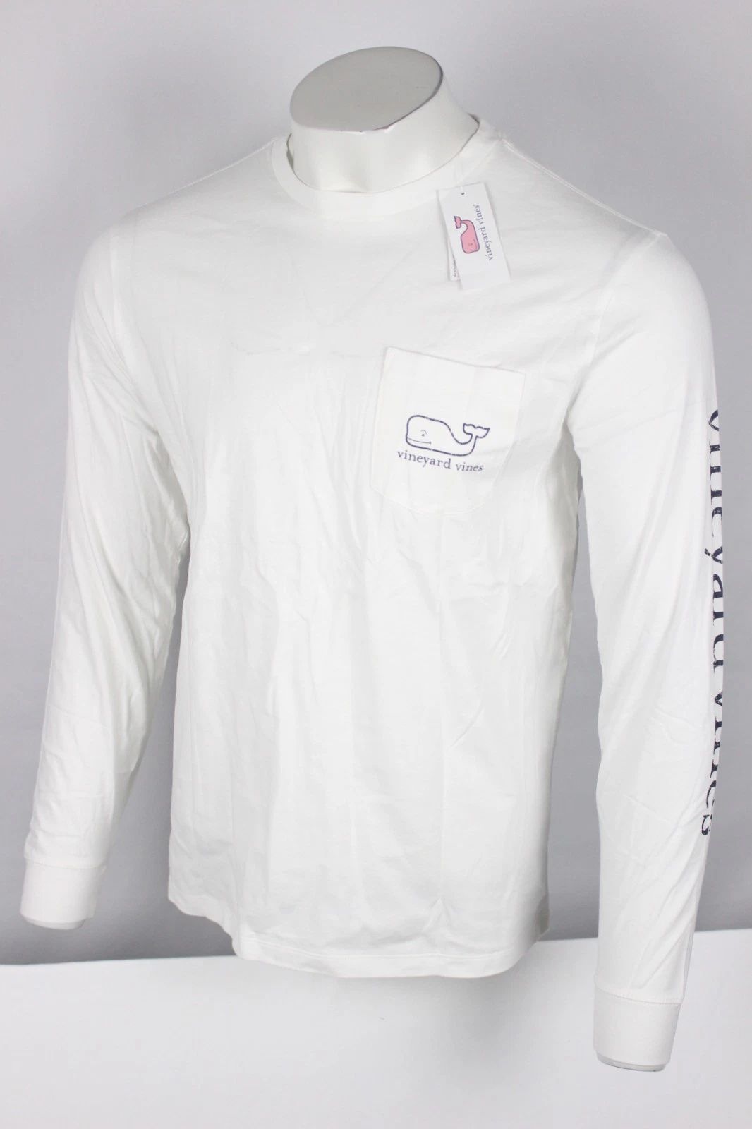 Vineyard Vines Men's Vintage Whale Pocket Tee Long Sleeve White Cap IV0398