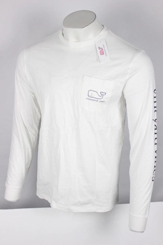 Vineyard Vines Men's Vintage Whale Pocket Tee Long Sleeve White Cap IV0398