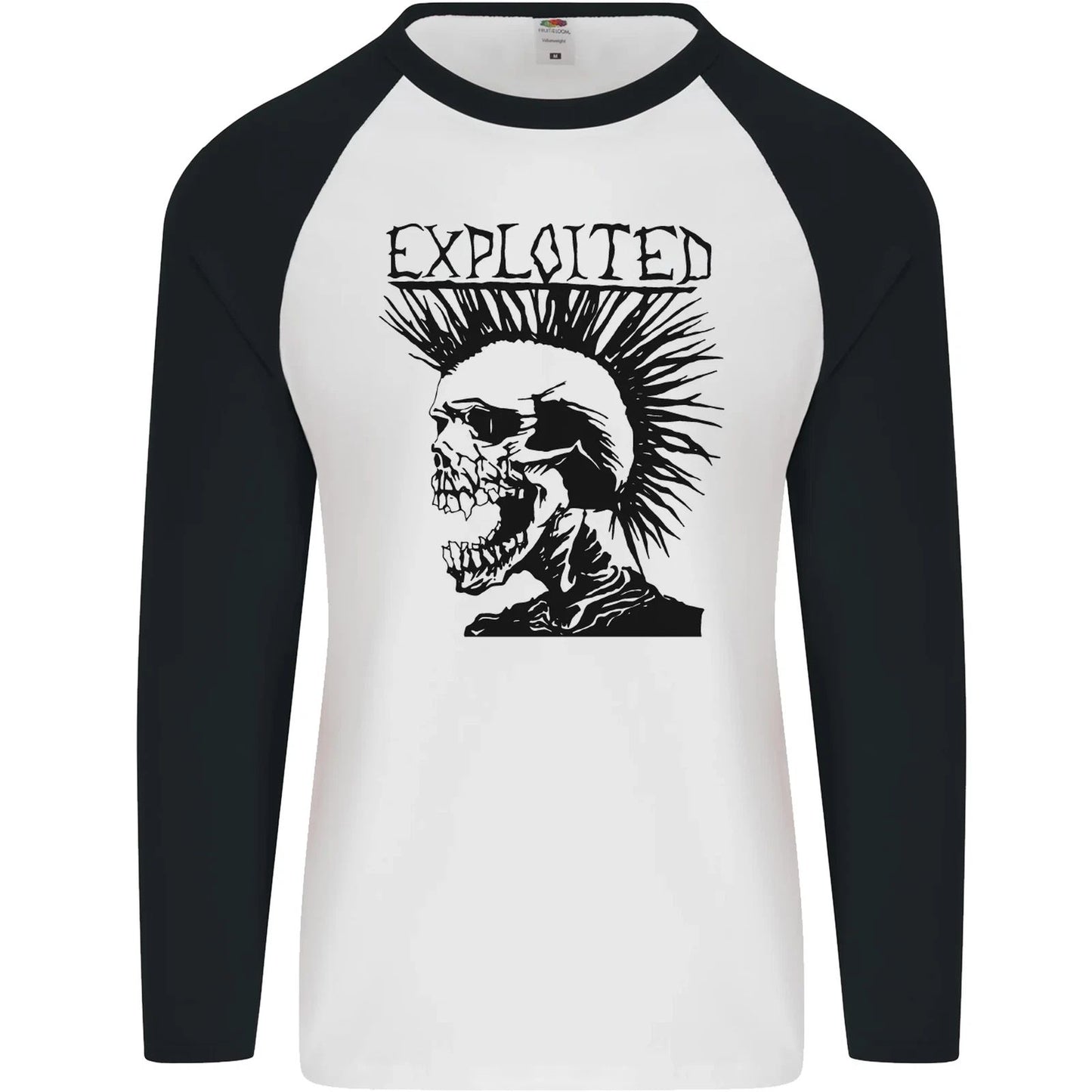 Exploited Punk Rock Skull Skinhead Mohican Mens L/S Baseball T-Shirt