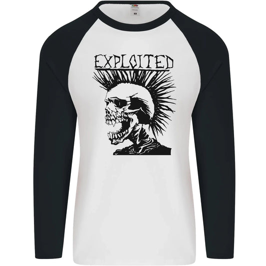 Exploited Punk Rock Skull Skinhead Mohican Mens L/S Baseball T-Shirt