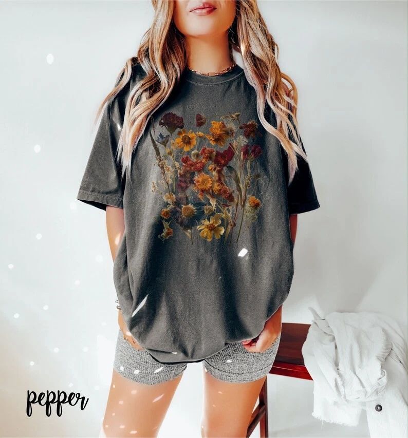 Cottagecore Dried Flowers Comfort Tee Aesthetic Nature Core Soft Graphic Shirt
