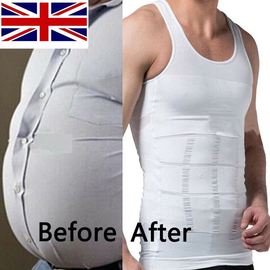MEN SLIMMING BODY SHAPER BELLY TUMMY CONTROL COMPRESSION VEST UNDERWEAR SHIRT HJ