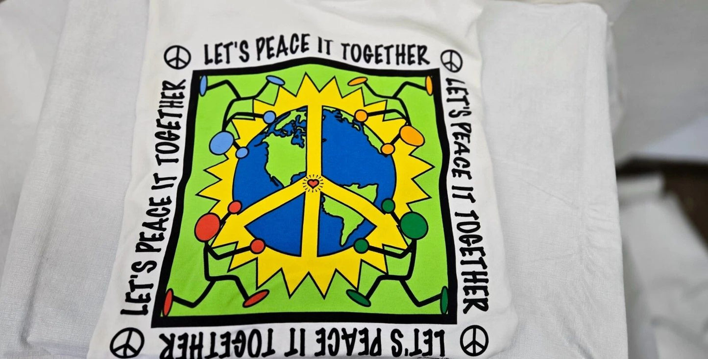 Vintage 1990's Human-i-Tees "Let's Peace it Together" T-Shirt L NOS