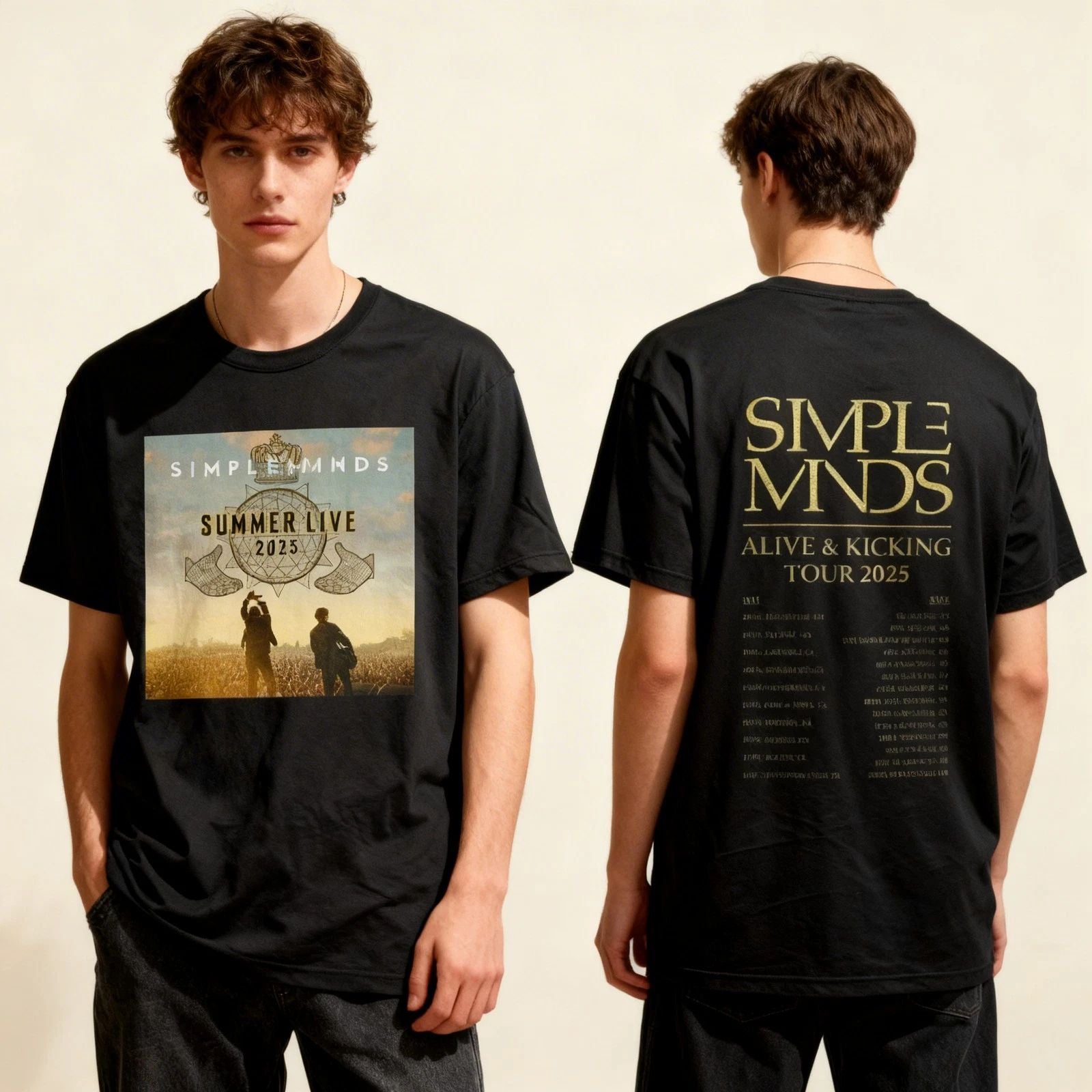 Simple Minds Tour 2025 T-Shirt Rock Band Tee Alive and Kicking Gift for Men