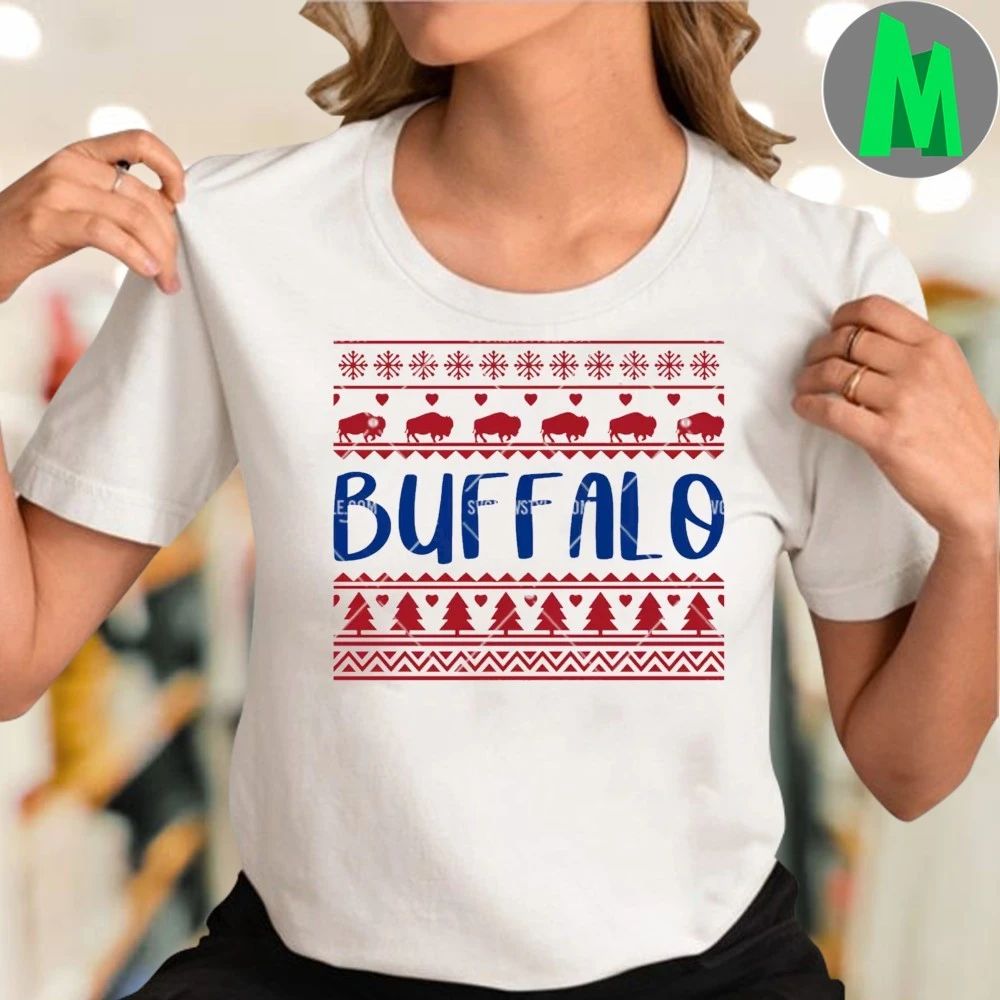 Original Buffalo Ugly Christmas Sweater Pattern T-Shirt