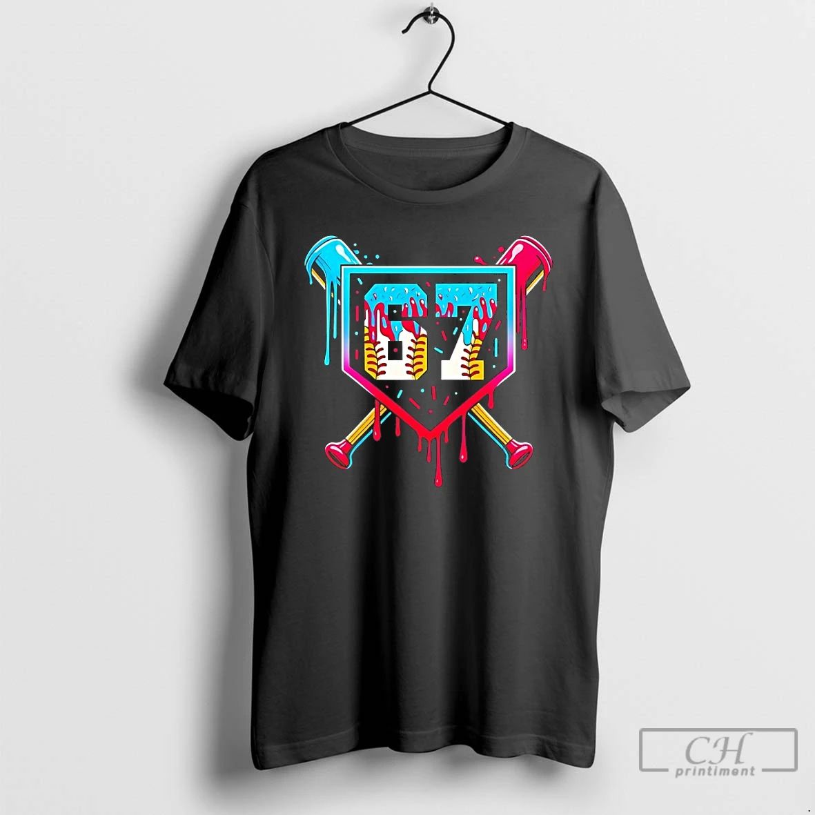 Premium Baseball Ice Cream Drip Number 67 T Shirts