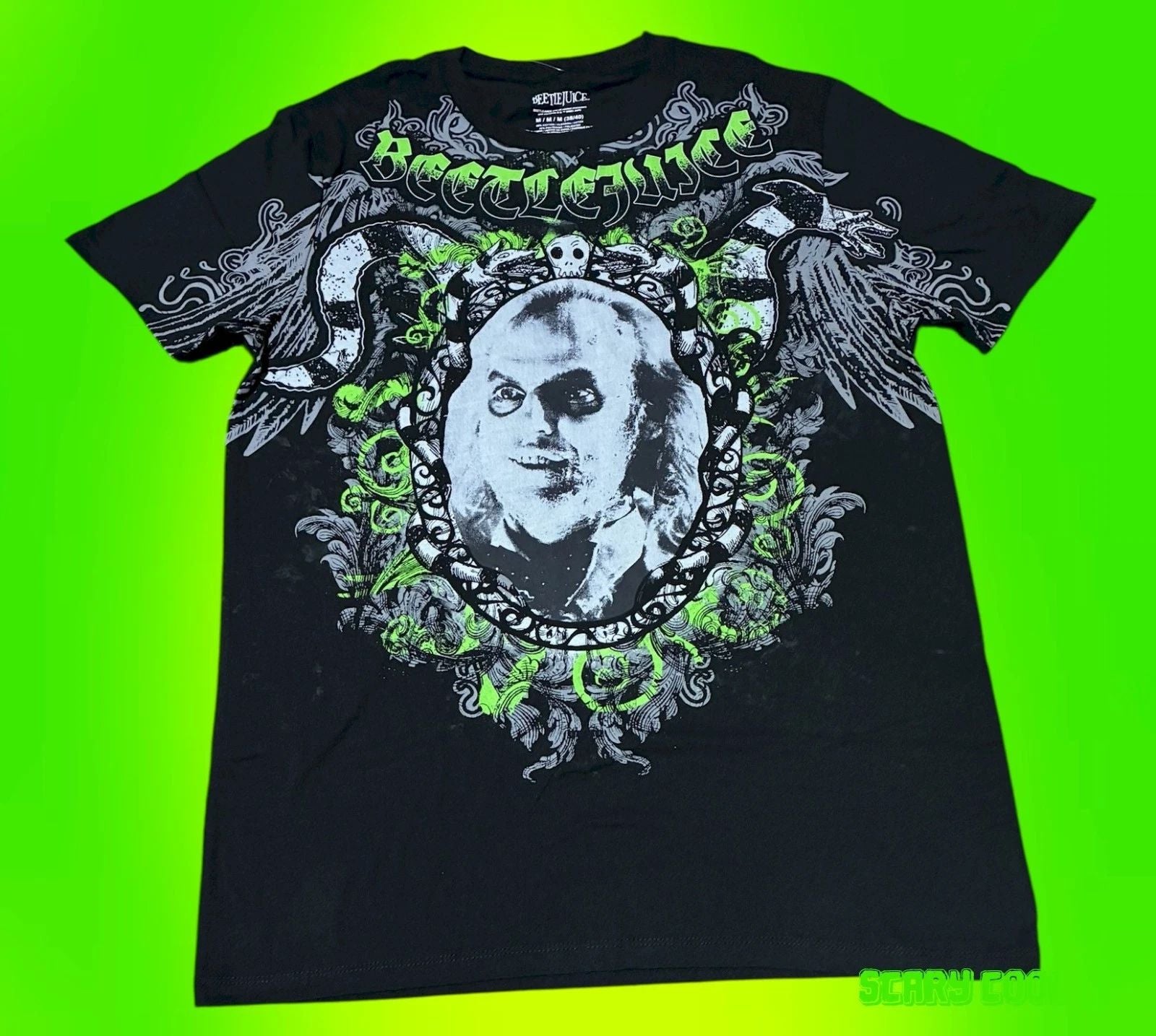 New Beetlejuice Tribal Poster 1988 Black Mens Vintage T-Shirt