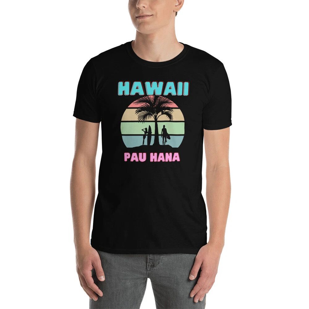 Hawaii surfer palm tree tshirt say aloha  with HANA