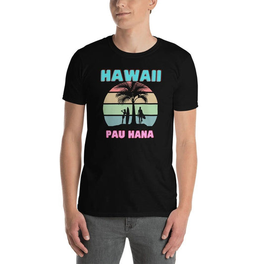 Hawaii surfer palm tree tshirt say aloha  with HANA
