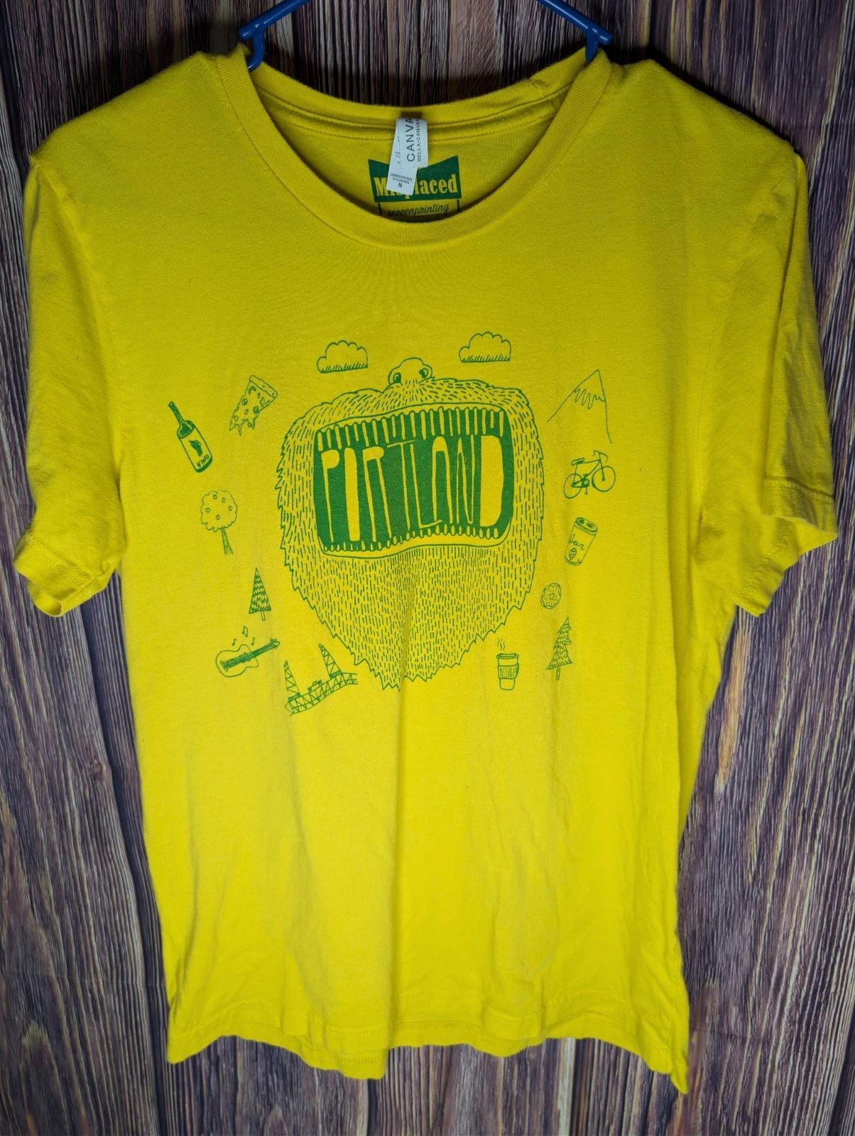 Portland Oregon Graphic T-Shirt - Yellow - Bella+Canvas - Size Medium - Weird/In