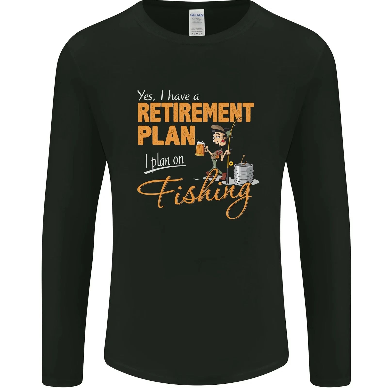 Retirement Plan Fishing Funny Fisherman Mens Long Sleeve T-Shirt