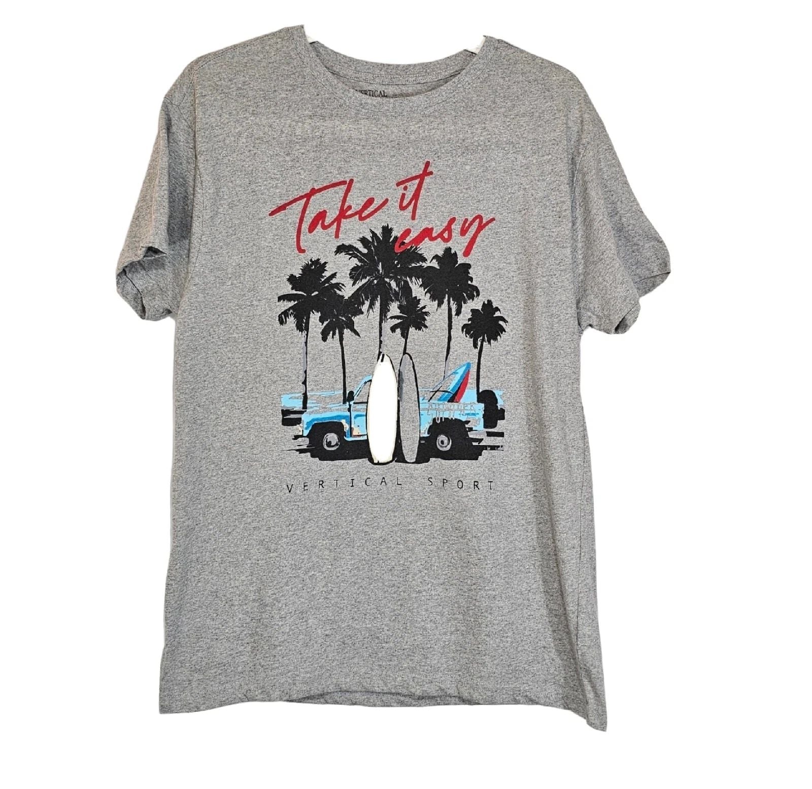 Vertical Sport Summer Surf Short Sleeve Slim Fit T shirt Size Large