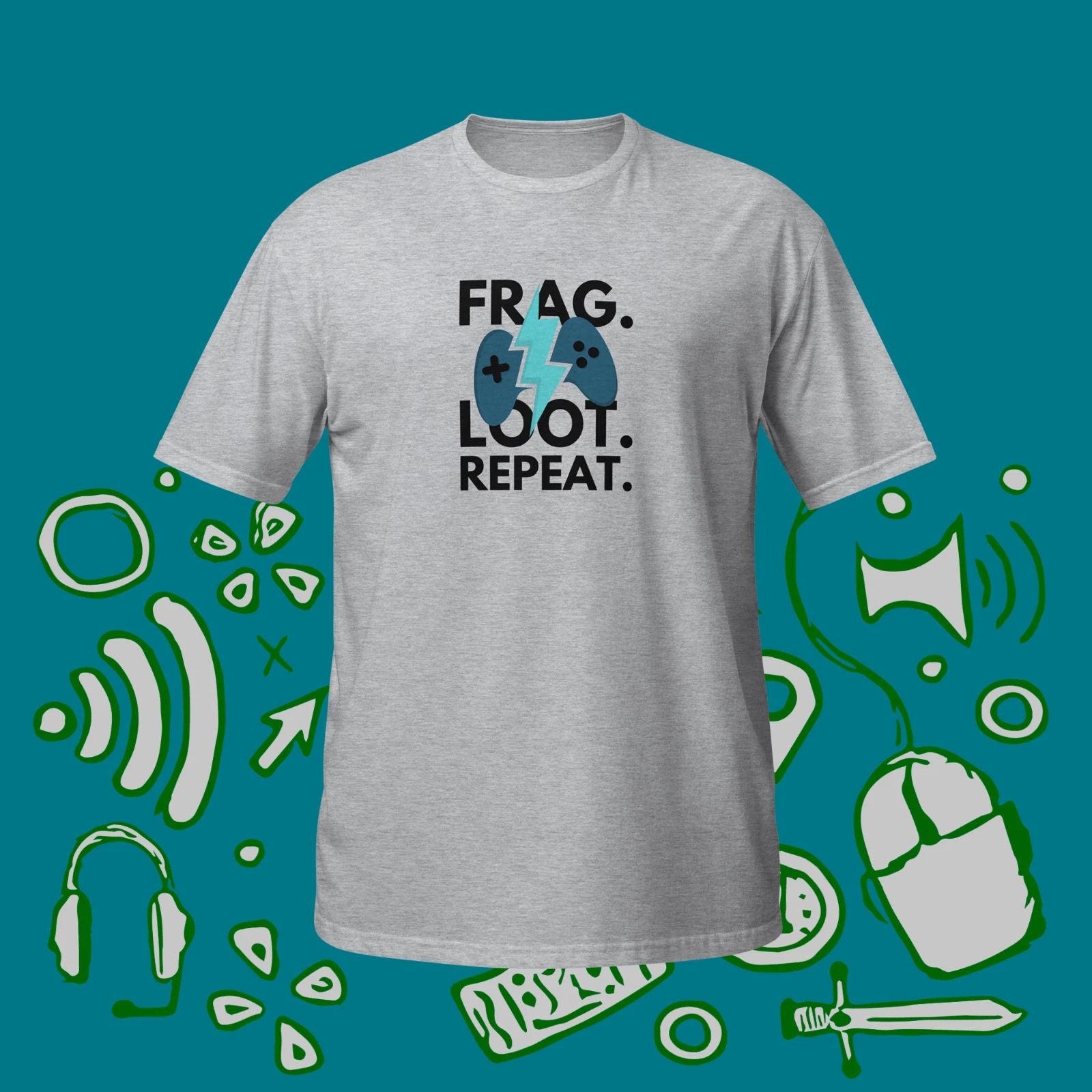 Frag Loot Repeat Unisex Shirt For Retro Fans, Gaming Shirt, Gamer Gift