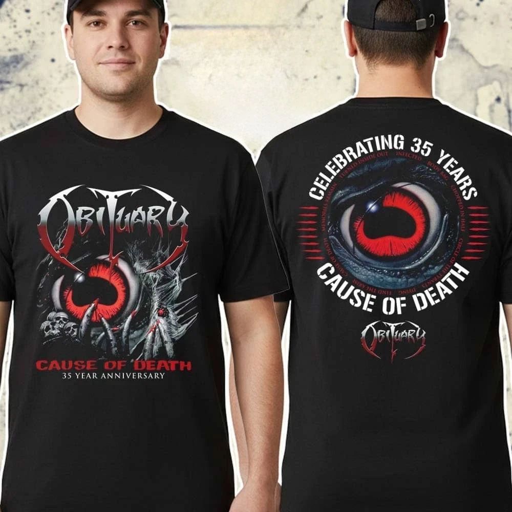 Obituary Cause Of Death Merch Tee Celebrating 35th Anniversary T-Shirt