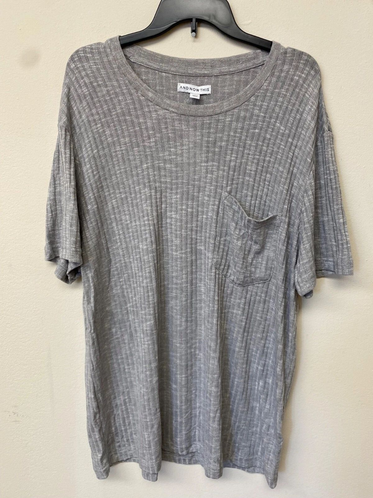 And Now This Men's Grey Ribbed Pocket T Shirt Size XLarge NWT