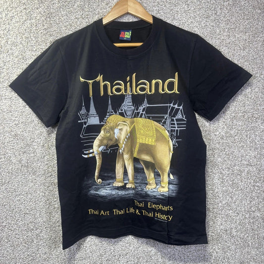 Jolgolf Thailand Elephants Shirt Mens Medium Black Travel Graphic Tee Souvenir